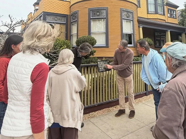 Matt leading a walking tour in Santa Cruz